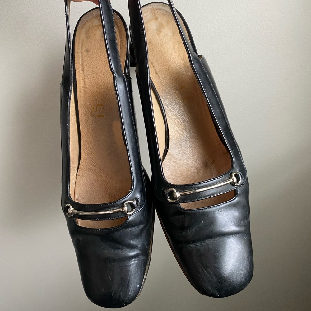 Vintage Gucci Black Slingback Heels - Picture 2 of 5